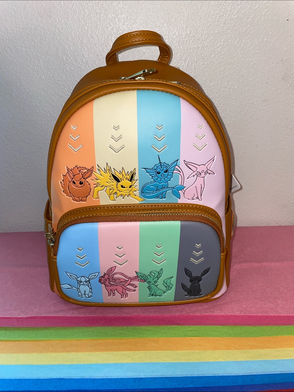 Exclusive Loungefly Pokemon Eevee Evolution Retro Colorblock Mini Backpack